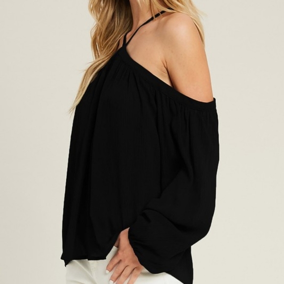 New Sexy Off Shoulder Draped Halter Top Blouse - Picture 5 of 8